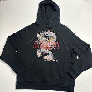 AllSaints “DNA” Black Hoodie with Dragon Graphic